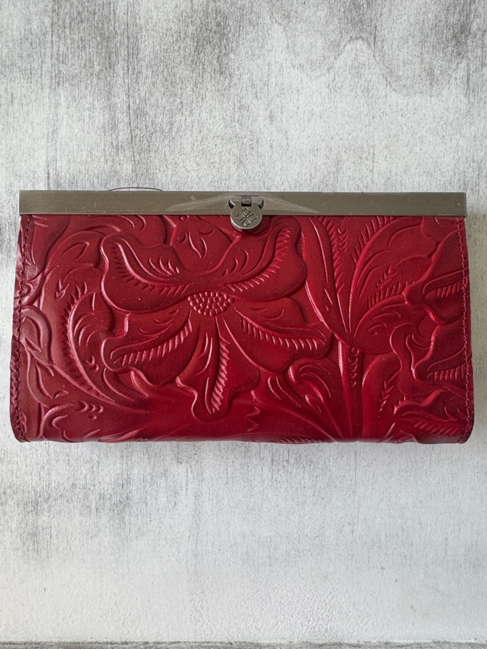 Patricia Nash Wallet Framed Tooled  Cauchy Lava Red